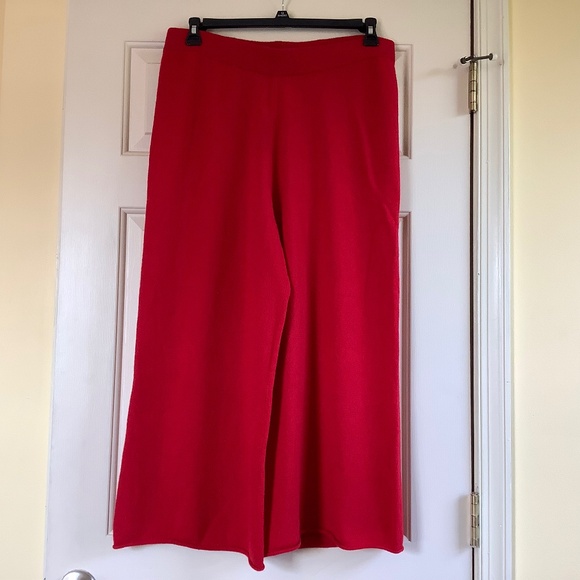 Charter Club Pants - Charter Club Cashmere Ankle Pants Wide Leg High Rise Calypso Red Size Large
